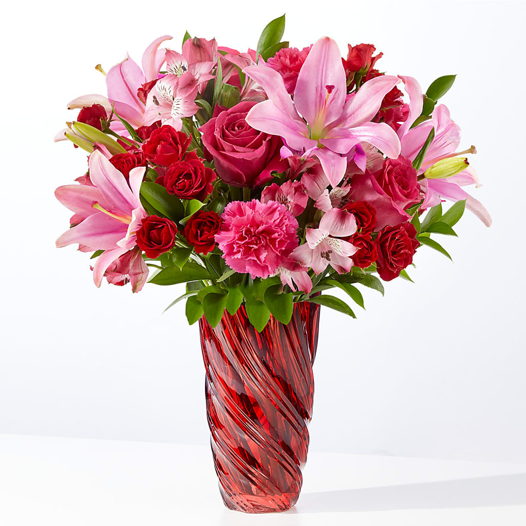 In Love Bouquet with Luxe Swirl Vase – ALWAYS & FOREVER FLORAL, Delbarton WV