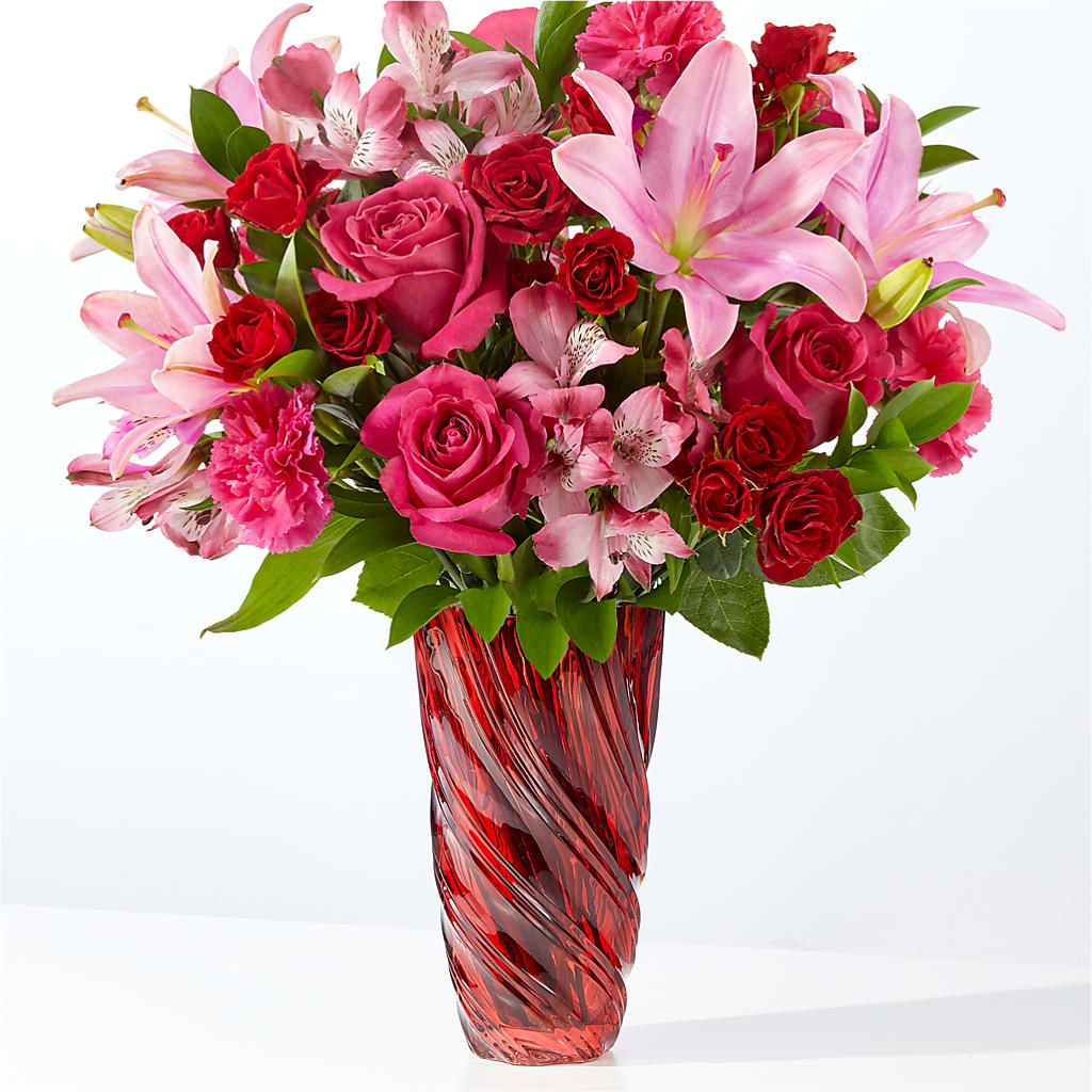 In Love Bouquet with Luxe Swirl Vase – ALWAYS & FOREVER FLORAL, Delbarton WV