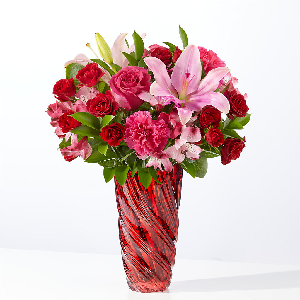 In Love Bouquet with Luxe Swirl Vase – ALWAYS & FOREVER FLORAL, Delbarton WV