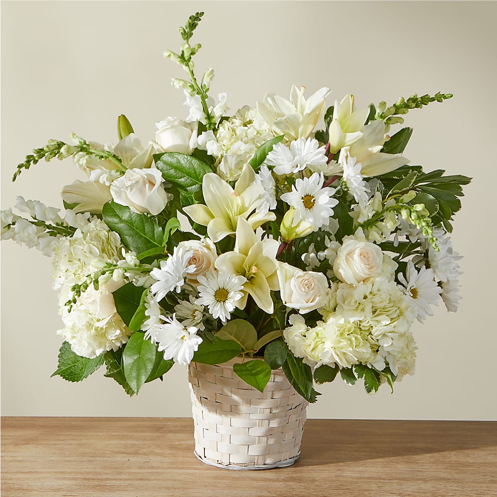 Ivory Elegance Floral Basket – ALWAYS & FOREVER FLORAL, Delbarton WV
