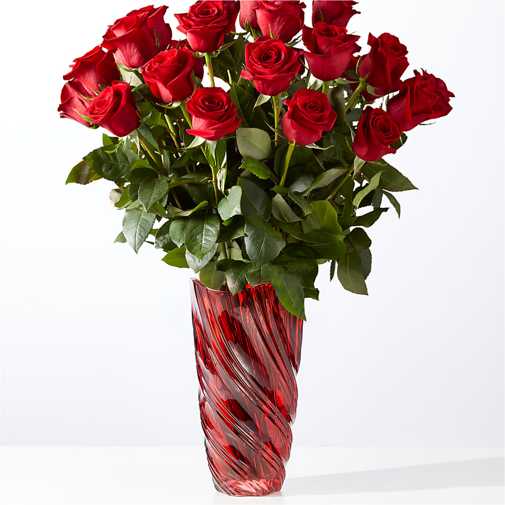 Classic Love Red Rose Bouquet with Luxe Swirl Vase – ALWAYS & FOREVER FLORAL, Delbarton WV