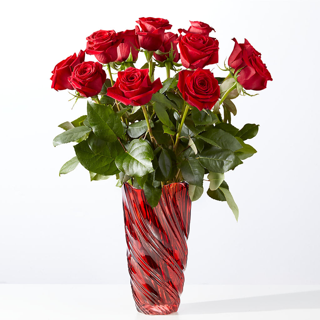 Classic Love Red Rose Bouquet with Luxe Swirl Vase – ALWAYS & FOREVER FLORAL, Delbarton WV
