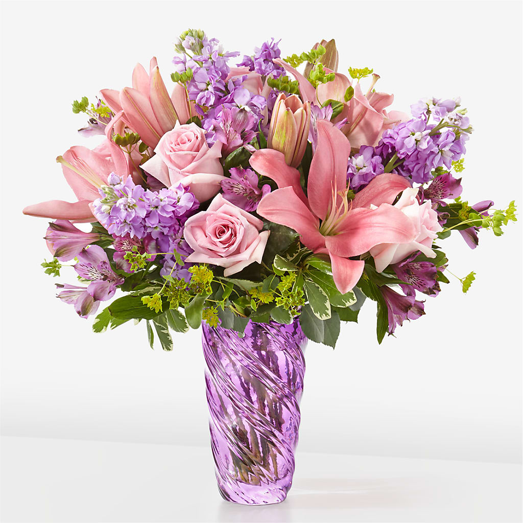 Precious Petals Bouquet with Luxe Swirl Vase – ALWAYS & FOREVER FLORAL, Delbarton WV