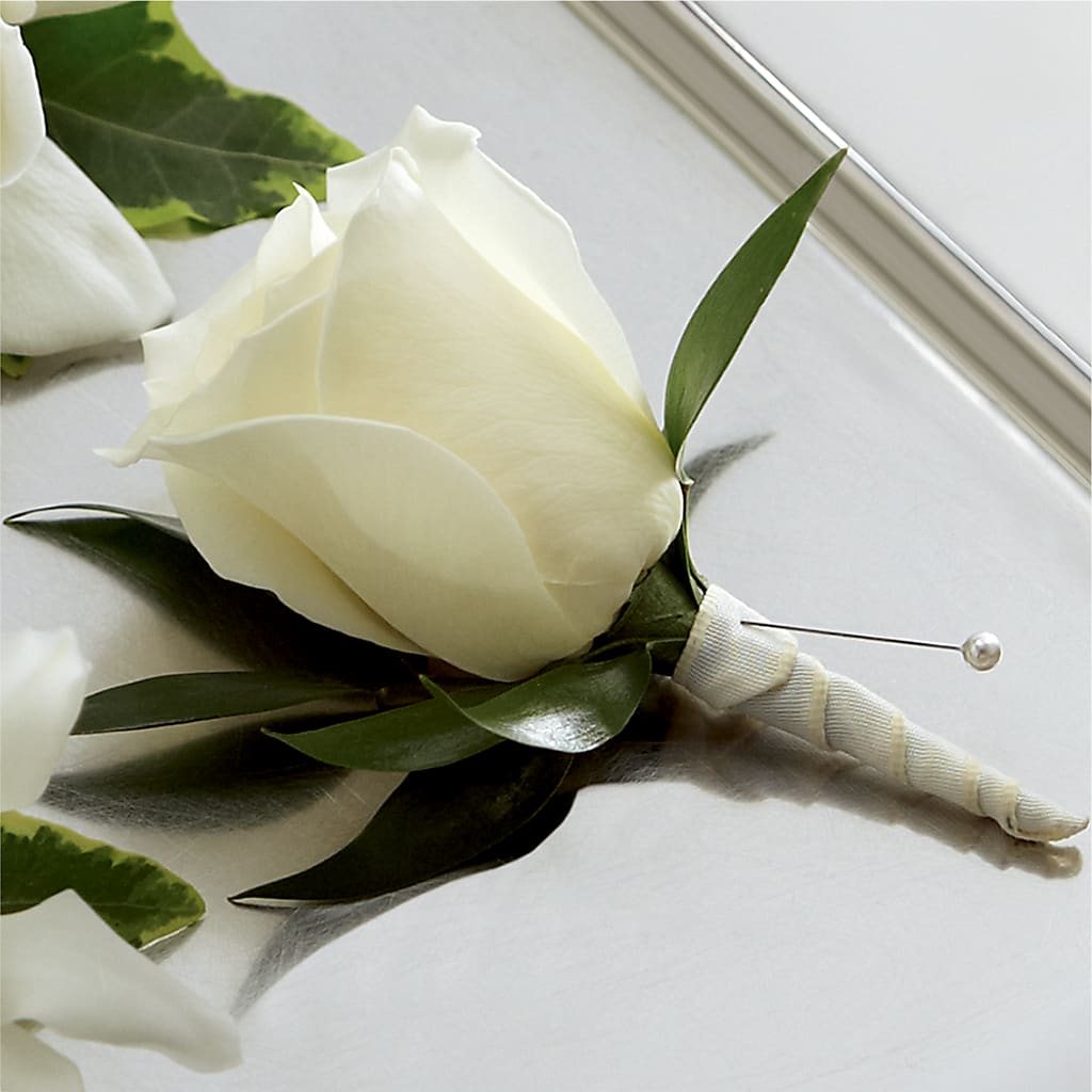 White Rose Boutonniere – ALWAYS & FOREVER FLORAL, Delbarton WV