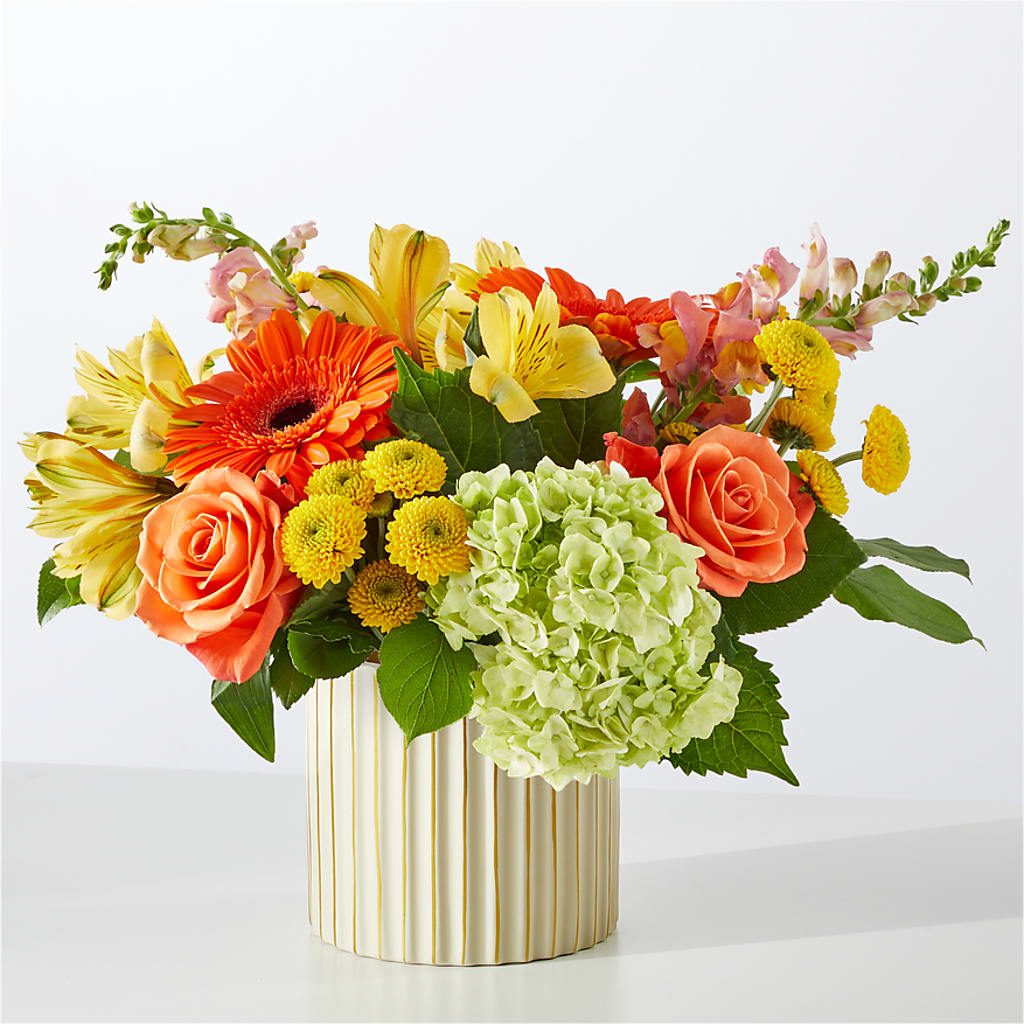 Autumn Sunshine Bouquet with Ivory Vase – ALWAYS & FOREVER FLORAL, Delbarton WV