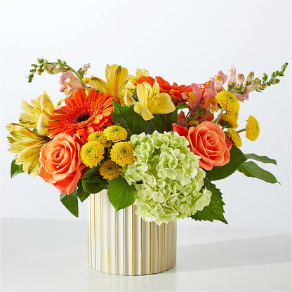 Autumn Sunshine Bouquet with Ivory Vase – ALWAYS & FOREVER FLORAL, Delbarton WV