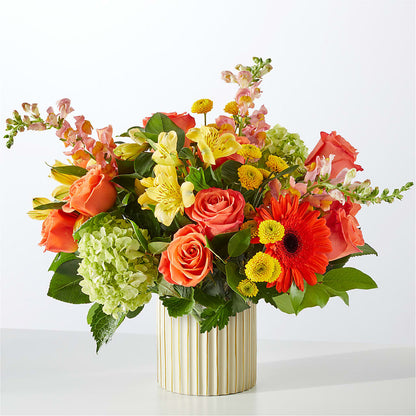 Autumn Sunshine Bouquet with Ivory Vase – ALWAYS & FOREVER FLORAL, Delbarton WV