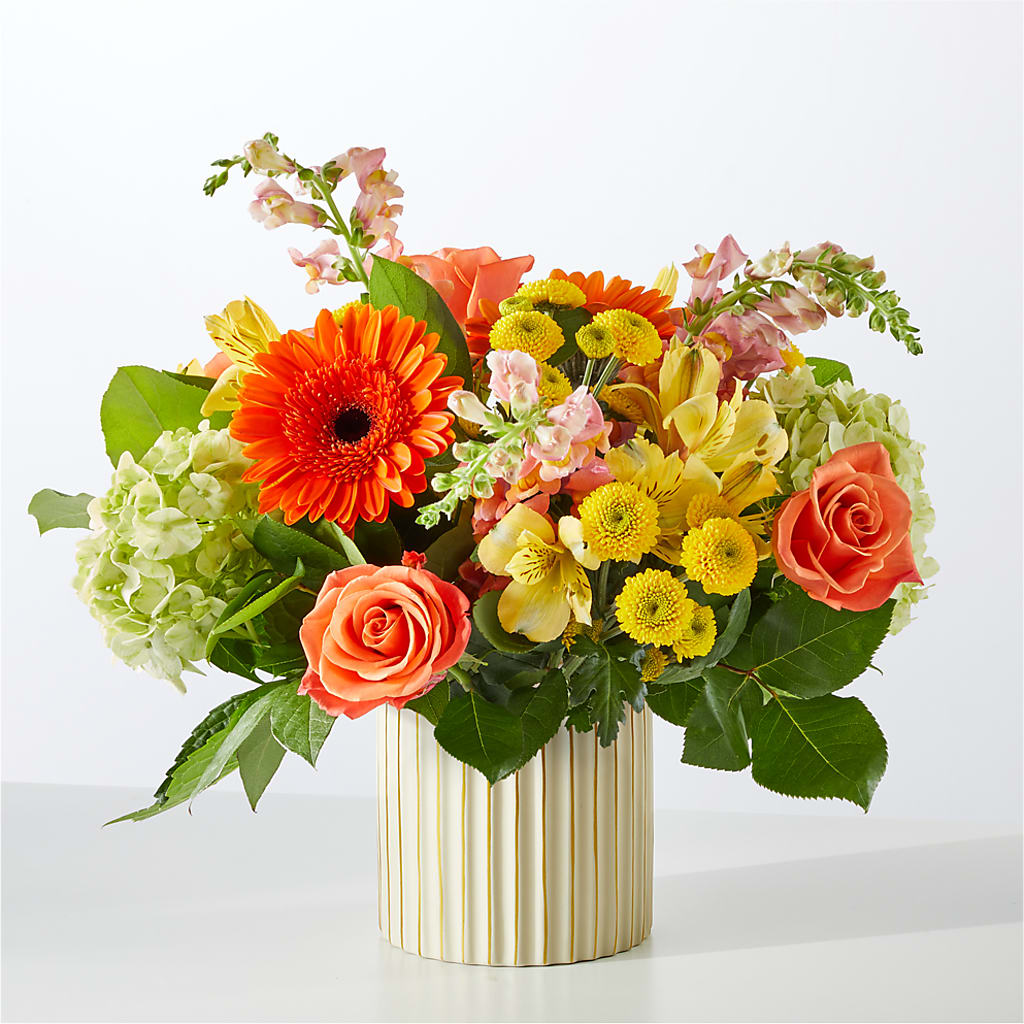 Autumn Sunshine Bouquet with Ivory Vase – ALWAYS & FOREVER FLORAL, Delbarton WV