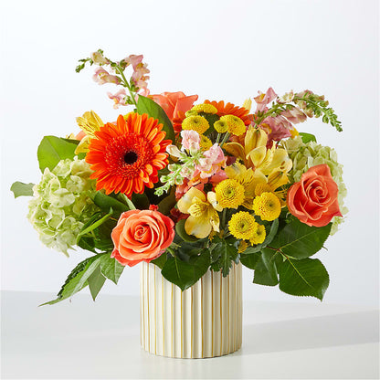 Autumn Sunshine Bouquet with Ivory Vase – ALWAYS & FOREVER FLORAL, Delbarton WV