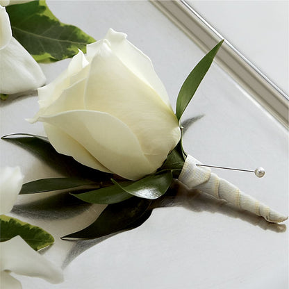 White Rose Boutonniere – ALWAYS & FOREVER FLORAL, Delbarton WV